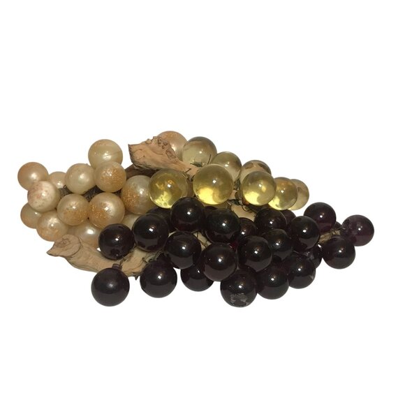 VTG 60’s MCM Extra Large Purple & Clear & White Lucite Acrylic Grapes 3 Clusters - Picture 5 of 15